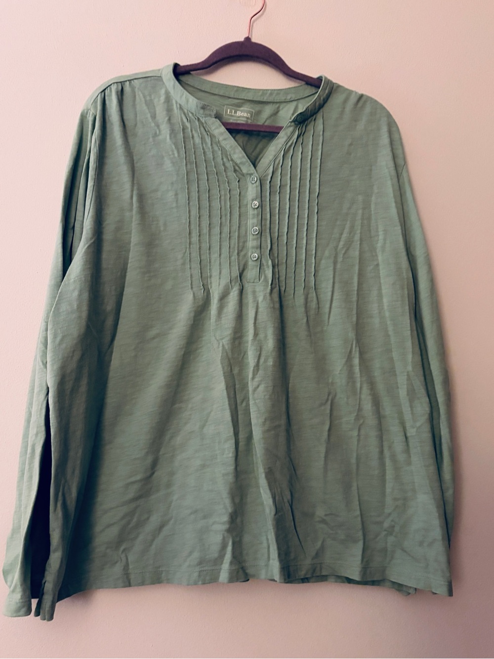 L.L. Bean Plus Size 3X Olive Green Cotton Tunic Tee